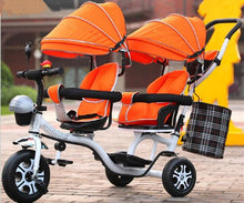 Load image into Gallery viewer, 2 kids Tricycle Twins Baby Bicycle Toys for Children Kids Toys Double Seat Tricycle Tandem