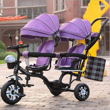 Load image into Gallery viewer, 2 kids Tricycle Twins Baby Bicycle Toys for Children Kids Toys Double Seat Tricycle Tandem