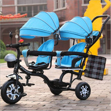 Load image into Gallery viewer, 2 kids Tricycle Twins Baby Bicycle Toys for Children Kids Toys Double Seat Tricycle Tandem