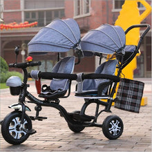 Load image into Gallery viewer, 2 kids Tricycle Twins Baby Bicycle Toys for Children Kids Toys Double Seat Tricycle Tandem