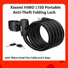 Load image into Gallery viewer, For  Portable Anti-Theft Folding Lock with 150cm Steel Flex Cable and 2 Keys for Electric Bicycle