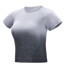 Load image into Gallery viewer, Women Yoga Set Gym Clothing Ombre Seamless T Shirts Workout Sport Suit Women Short Sleeve Fitness