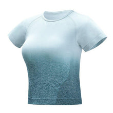 Load image into Gallery viewer, Women Yoga Set Gym Clothing Ombre Seamless T Shirts Workout Sport Suit Women Short Sleeve Fitness