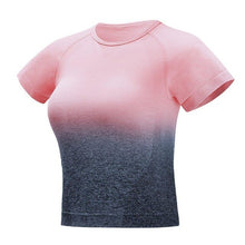 Load image into Gallery viewer, Women Yoga Set Gym Clothing Ombre Seamless T Shirts Workout Sport Suit Women Short Sleeve Fitness